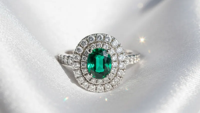 Bague Halo Emeraude